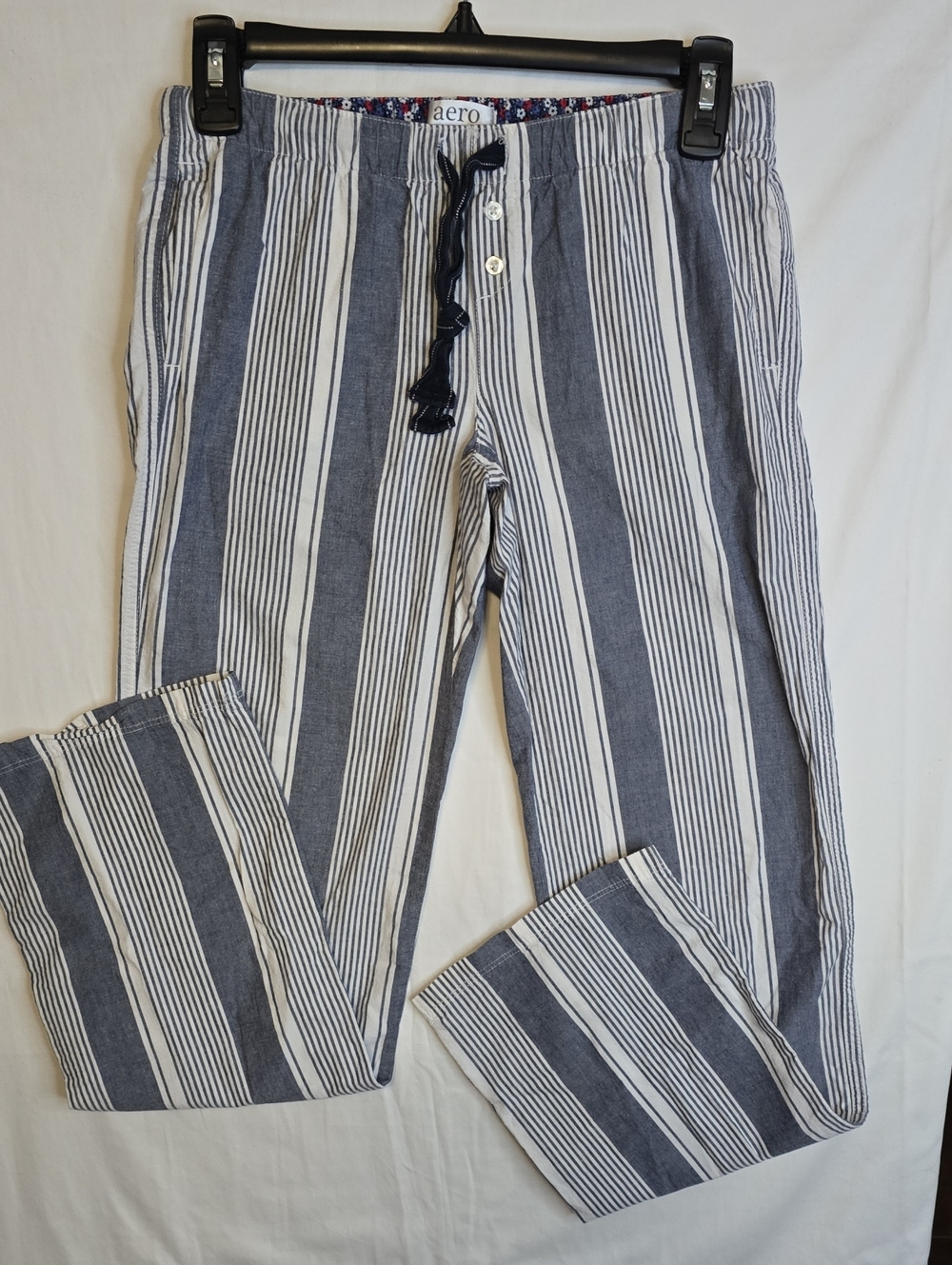 Aeropostale Blue White Striped Cotton Pajama Lounge Pant Y2K